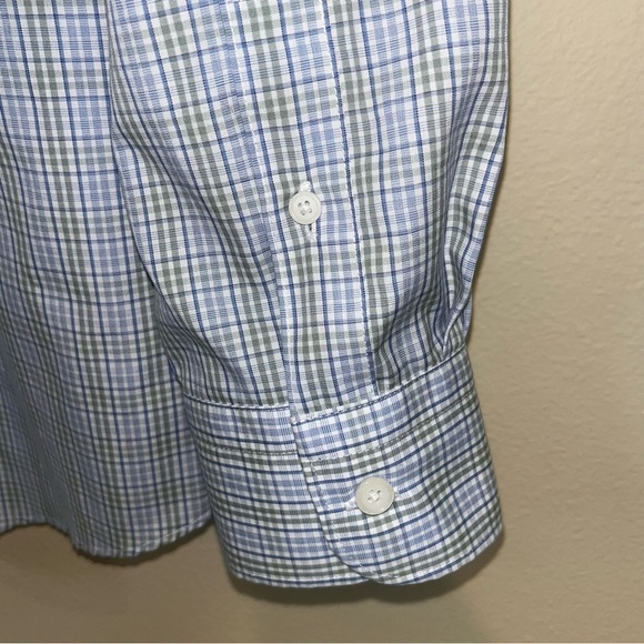 Jos A Bank Reserve Trad Fit Long Sleeve Button Down Shirt L Contrast Cuffs - Picture 7 of 9